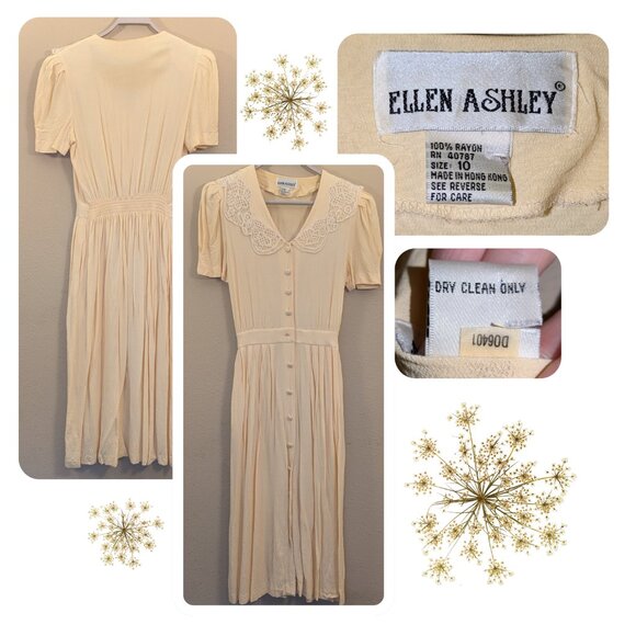 Vintage Button-Down Dress with Lace Peter Pan Collar - Picture 3 of 5